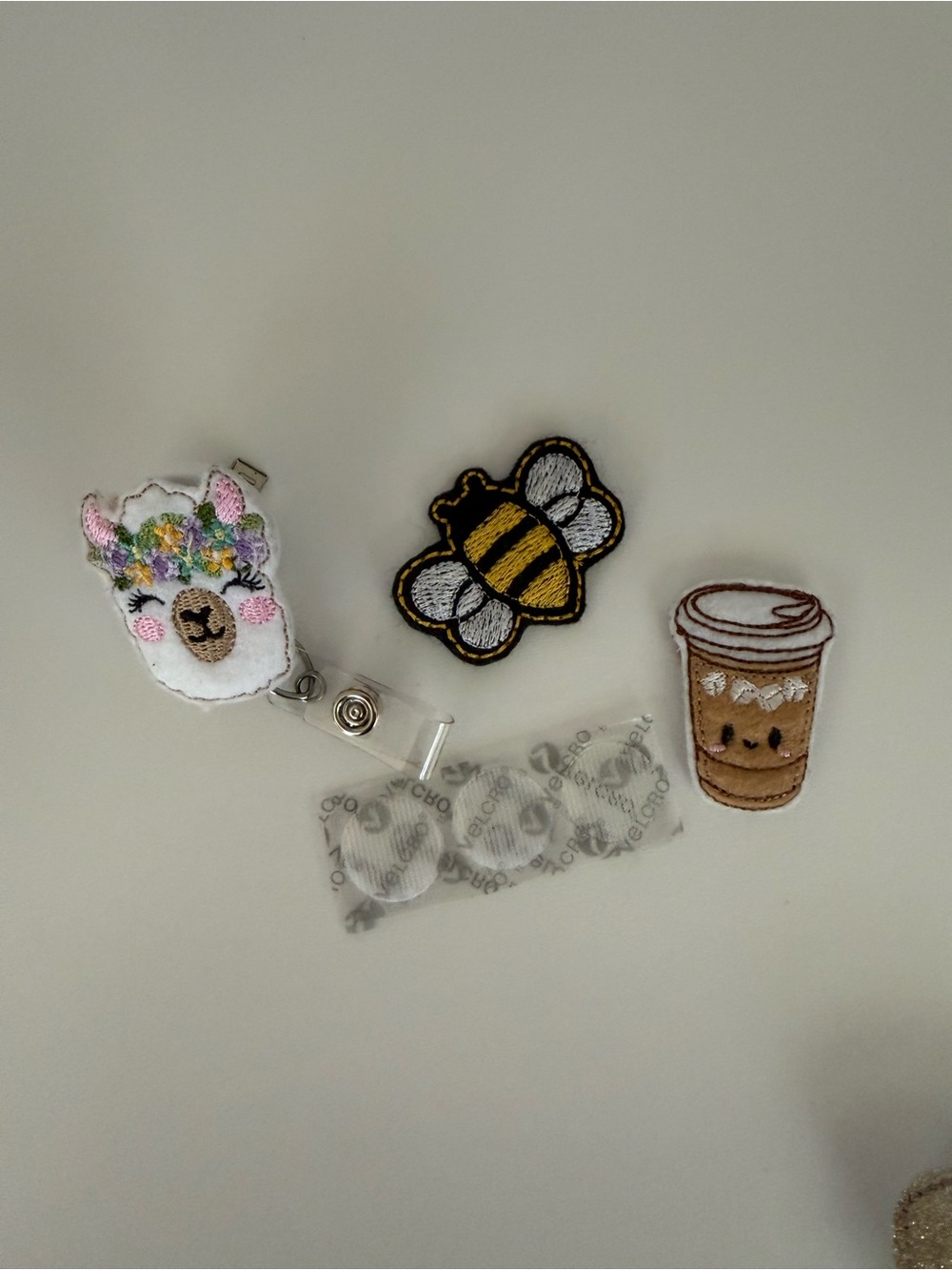 Felt Embroidered Detachable Badge Reel Set